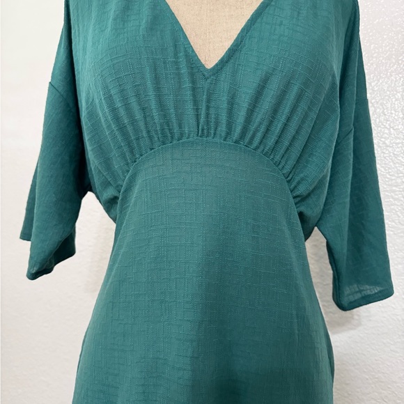 Zara Emerald Green Rustic Flowy Dress Size Small - Picture 7 of 12